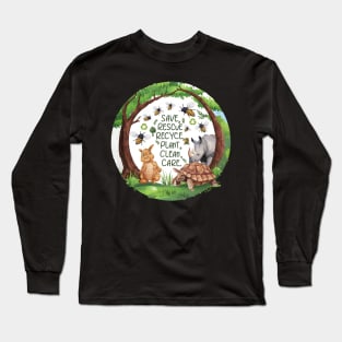 Save Bees Rescue Animals Recycle Plastic Earth Day Long Sleeve T-Shirt